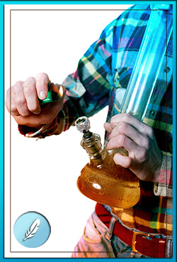 smoking salvia from a water pipe
